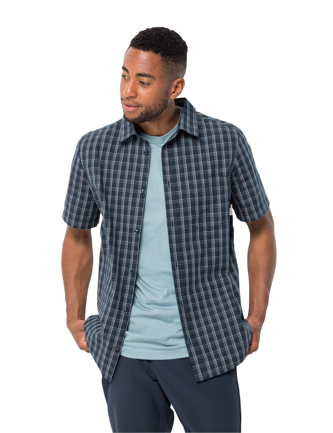 Jack Wolfskin Herren Hot Springs Shirt M Shirt Shortsleeve M Night Blue Checks, M Night Blue Checks