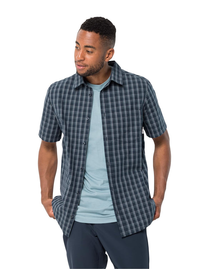 Jack Wolfskin Herren Hot Springs Shirt M Shirt Shortsleeve M Night Blue Checks, M Night Blue Checks