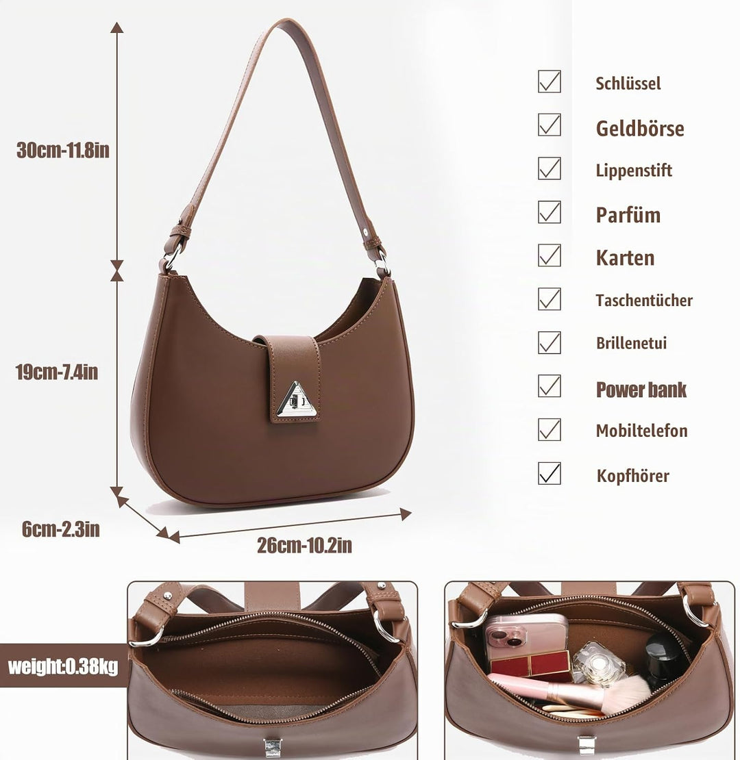 Travistar Handtasche Damen Klein Elegant Schultertasche Damen PU Leder Hobo Bag Y2k Tasche Satteltas