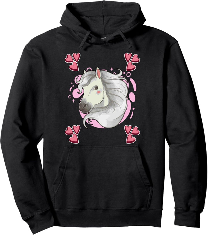 Damen Pferd Zeichnung Mädchen Pferd Pullover Hoodie