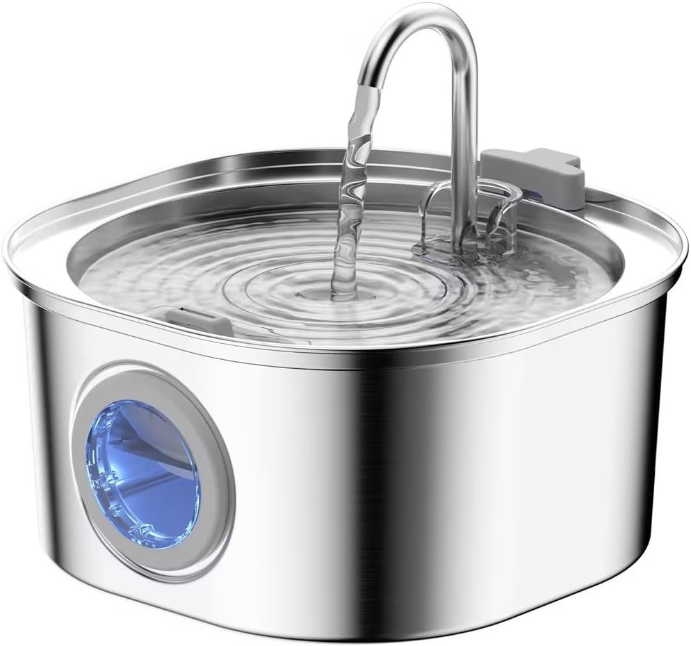 PEKTACO Katzen-Wasserbrunnen, Haustier-Wasserbrunnen für Katzen/Hunde im Innenbereich, Edelstahl-Kat