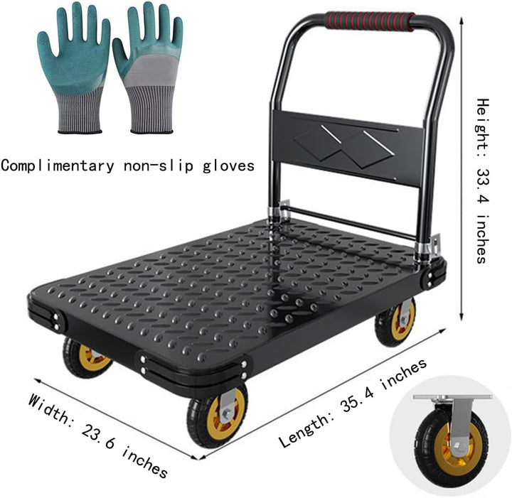 Platform Trucks Industrial Trolley 90x60cm Portable Moving Cart Large Flatbed with Wheels 2200kg. Lo