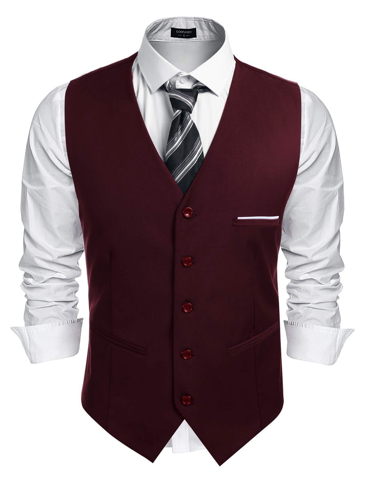 COOFANDY Herren Western Weste Herren Anzug Weste V-Ausschnitt ärmellose Westen Slim Fit Anzug Busine