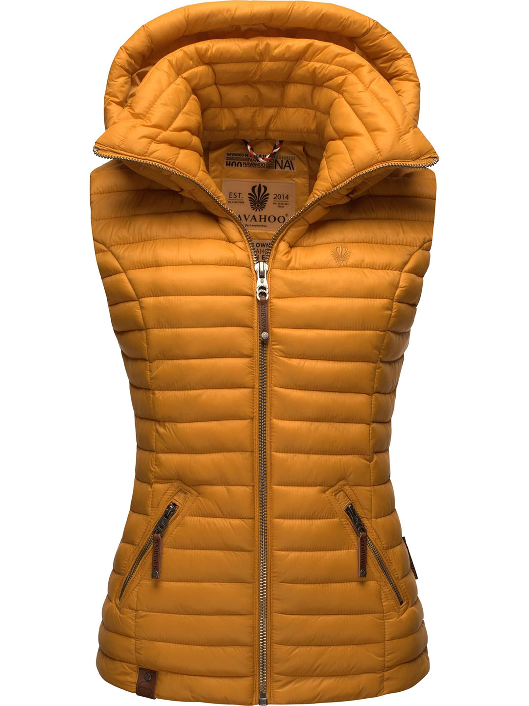 Navahoo Damen Übergangsjacke leichte Steppweste mit Abnehmbarer Kapuze Shadaa XS-3XL XS Gelb, XS Gel