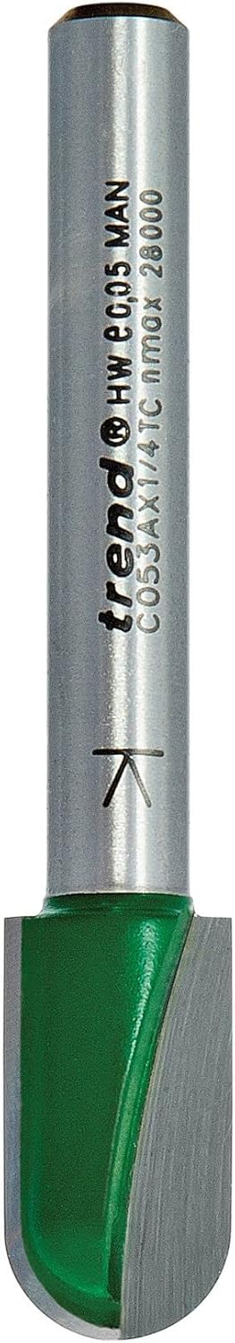 Trend CraftPro C053AX1/4TC Cavetto-Fräser-Bit, 1/4-Zoll-Schaft, 5 mm Radius und 18 mm Schnittdurchme