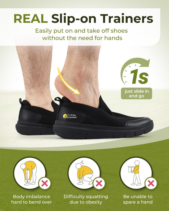 FitVille Herren Slip on Sneakers Extra Weite Bequeme Turnschuh Leicht Walkingschuhe Atmungsaktiv Bre