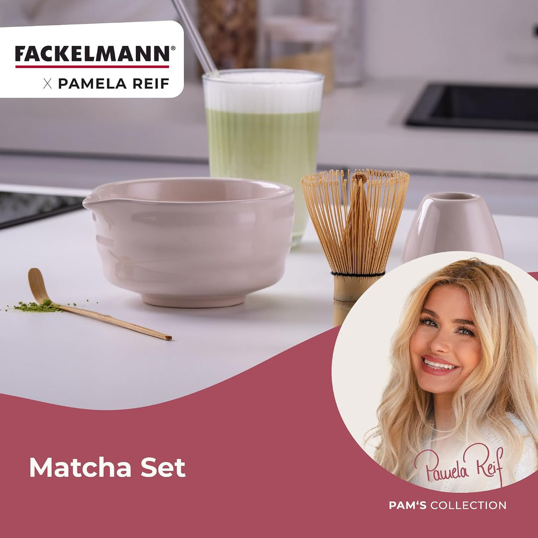 Fackelmann x Pamela Reif Matcha Tee Set aus Keramik &amp; Bambus