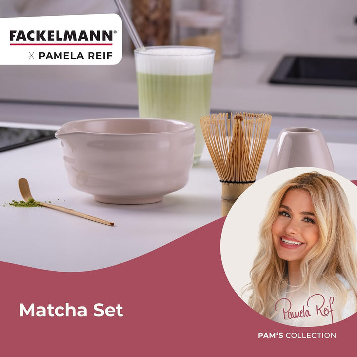 Fackelmann x Pamela Reif Matcha Tee Set aus Keramik &amp; Bambus