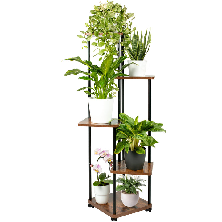 Pflanzenregal TOWER mit Rollen 5 Etagen - Blumenregal 112 cm hoch für Wohnzimmer - Design Pflanzenst