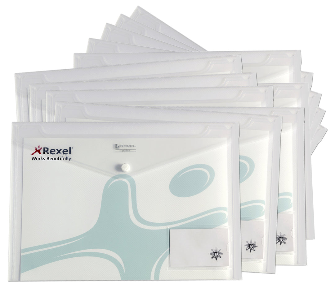 Rexel AZ2101663 Ice Dokumententasche A4, klar, 50 Stück (10x5), 50 Stück