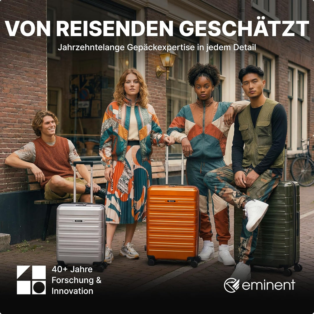 Eminent Voyager Handgepäck Koffer 55x40x20 cm, Erweiterbar, Hartschalenkoffer, 4 Rollen, Leicht, TSA