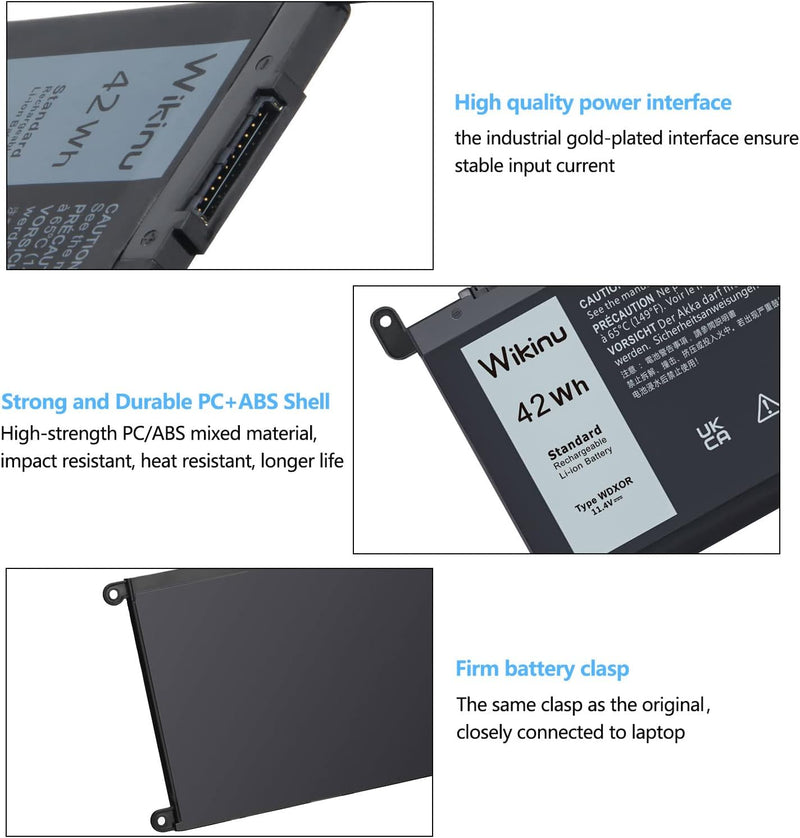 Wikinu WDX0R Laptop Akku für Dell Inspiron 13 5368 5378 7368 7378 14 7460 7472 15 5568 7569 7579 557