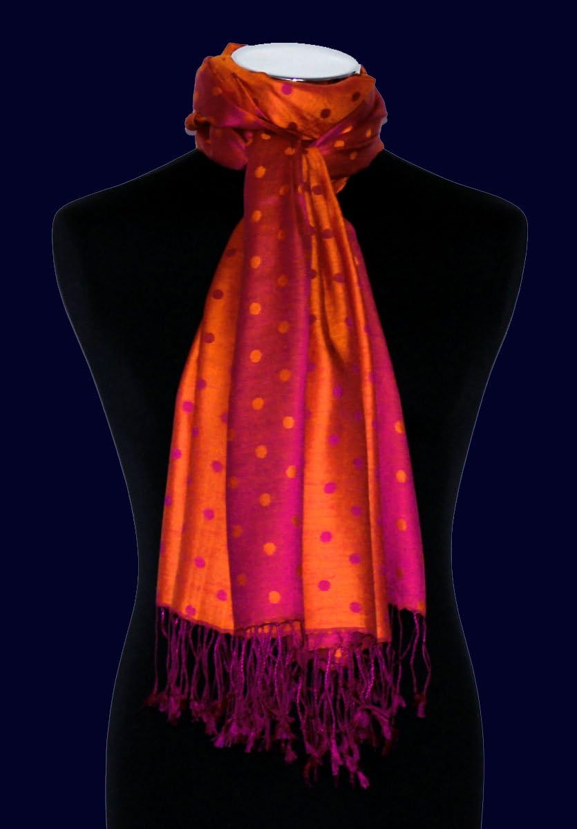 Lorenzo Cana Pashmina 70% Seide 30% Viskose mit Punkten Schaltuch 70 x 190 cm zweifarbig Schal Stola