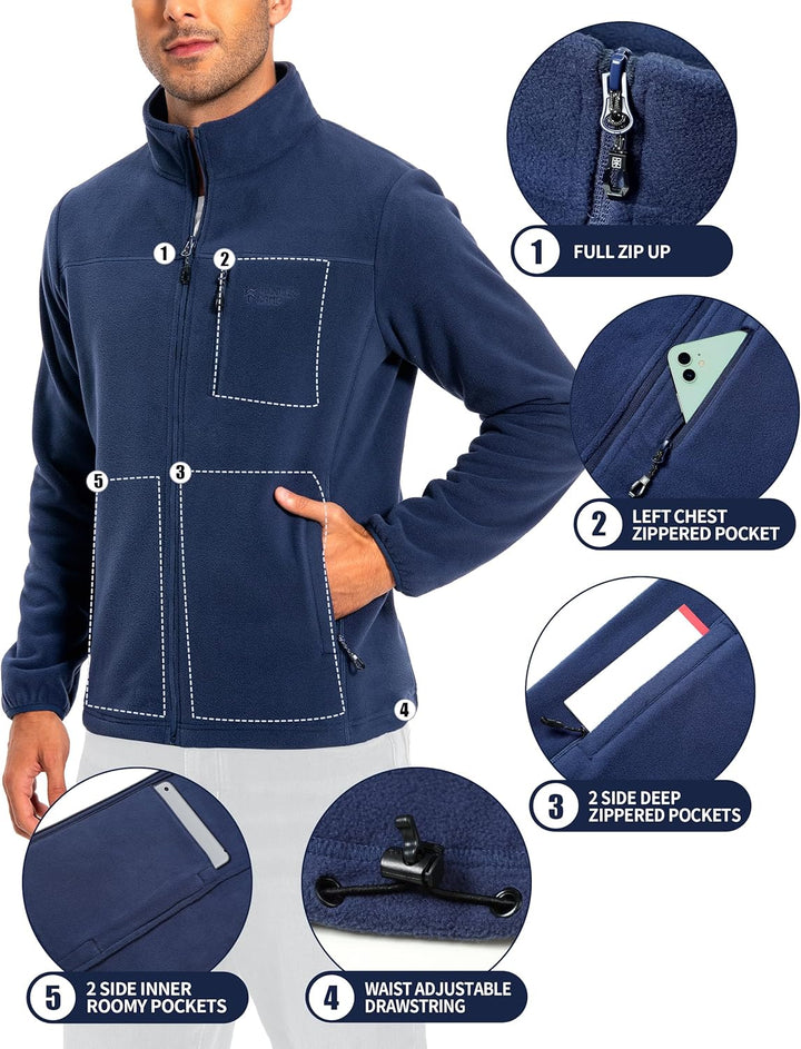 Pioneer Camp Herren Fleecejacke Full Zip Outdoor Polar Leicht Winddicht Jacke mit Reissverschluss S