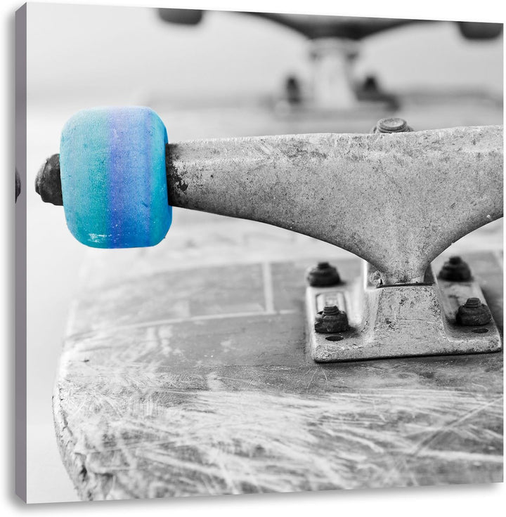 Pixxprint Skateboard schwarz weiss als Leinwandbild/Grösse: 70x70 cm/Wandbild/Kunstdruck/fertig besp