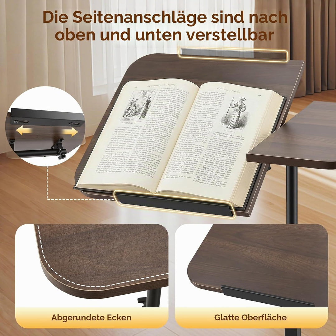 Beistelltisch C Form, Höhenverstellbar 50-80 cm, 60 x 40 cm grosse Tischplatte,360° drehbar mobiler
