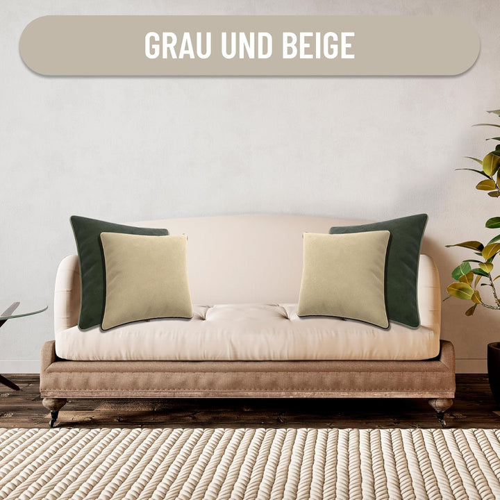 Blau Marité Kissenbezug-Set aus extraweichem Samt mit kontrastierendem Rand – modernes, doppelseitig