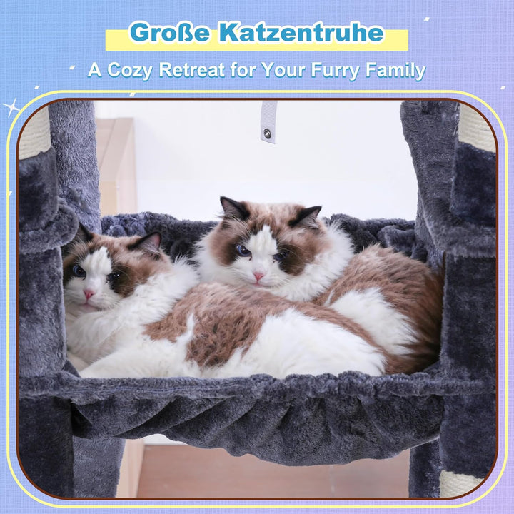 Hey-brother Kratzbaum, 182 cm hoch Katzenbaum für Grosskatze, mehrstöckiger Katzenkratzbaum mit 2 Gr