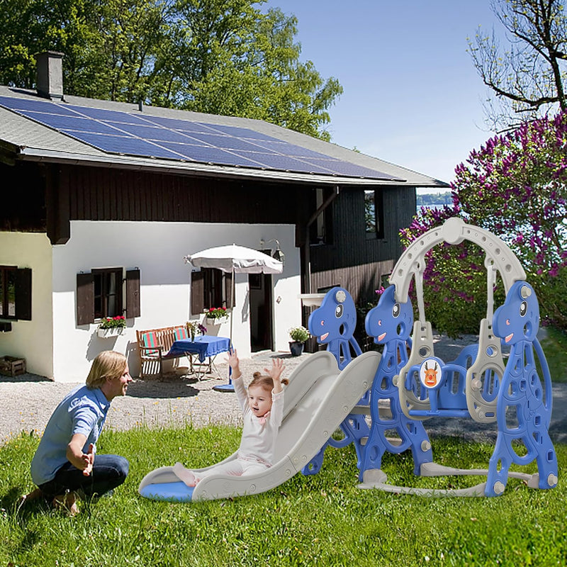 Aufun Rutsche Kinderrutsche, 4-in-1, Spielplatz mit Basketballkorb, extra Lange Rutsche, Schaukel, e