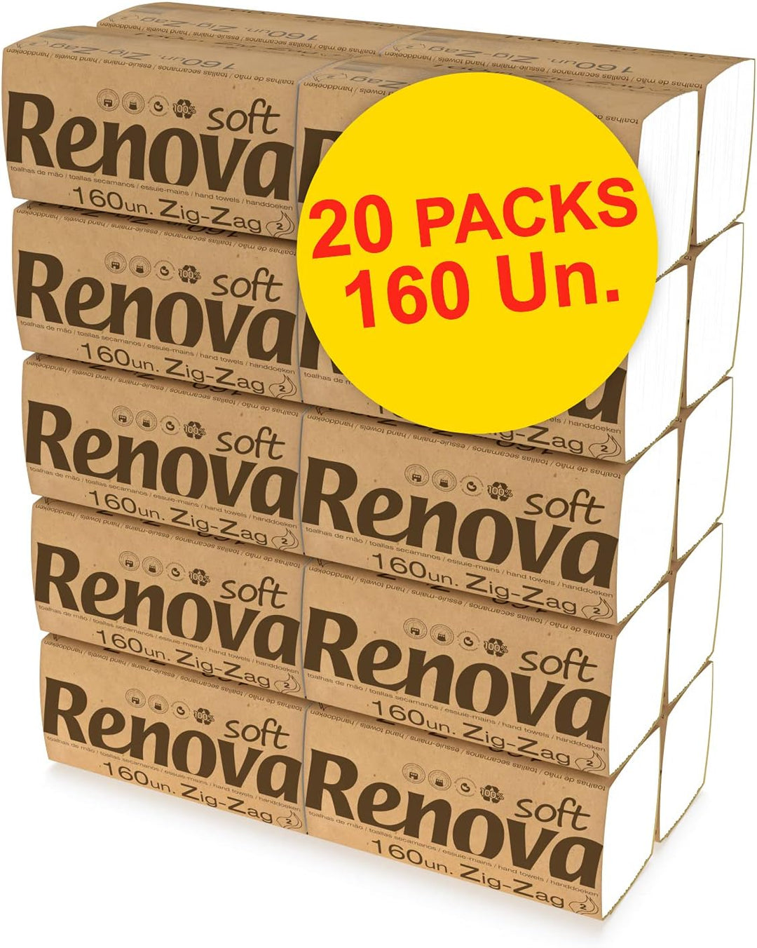 Renova Handtücher Zig-Zag – 20 Packungen mit 160 Stück