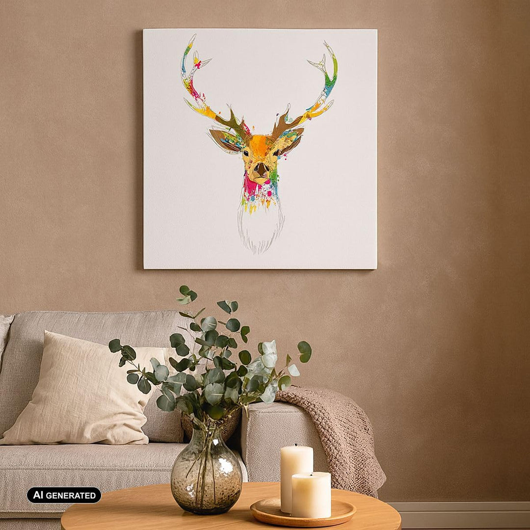 Bilder auf Leinwand Deer fantasie Graffiti Grafik Leinwandbild 60x60cm Wandbilder Dekoration Wohnzim