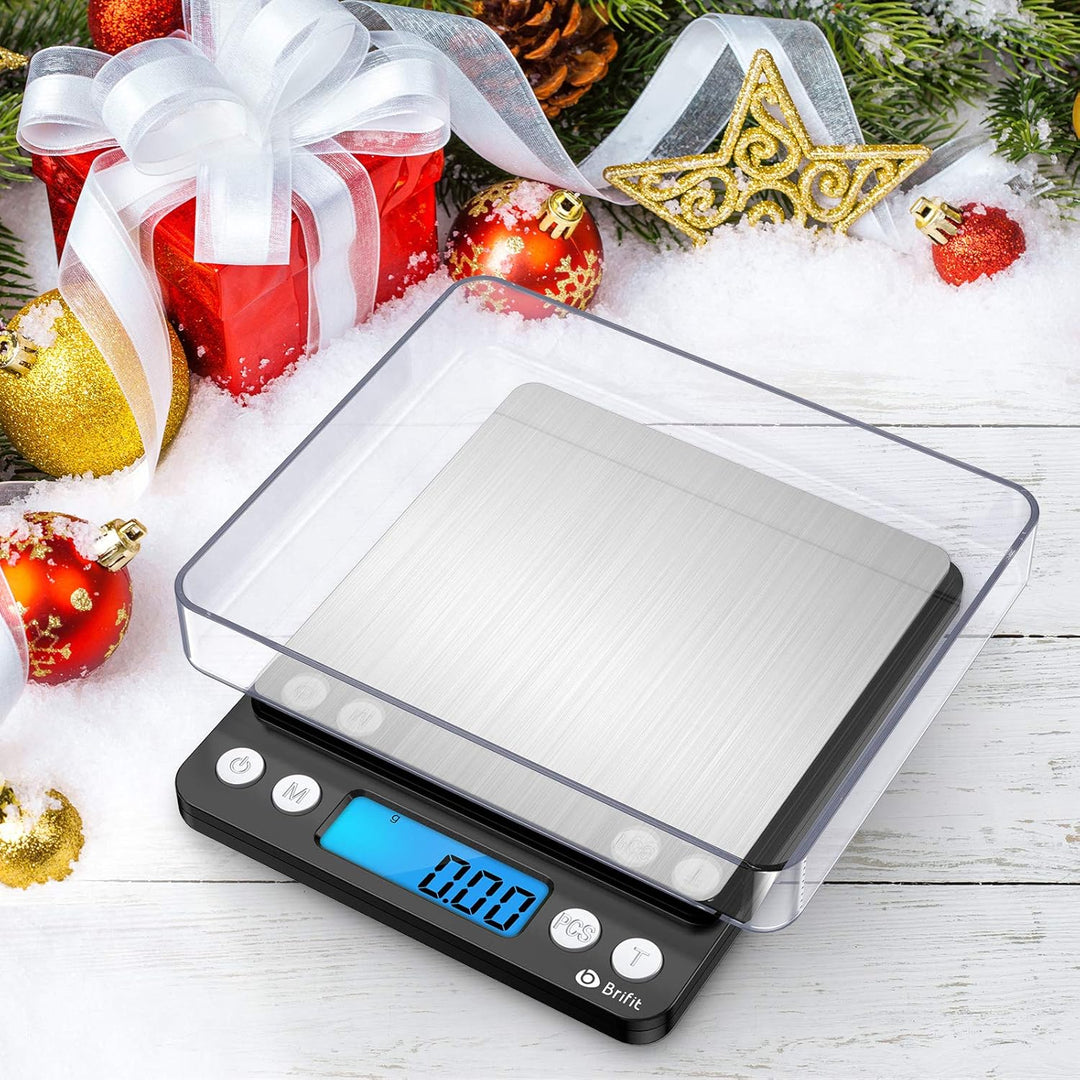 Brifit Feinwaage 0.01g, 500g / 0,01g Digitale Waage, Taschenwaage mit EIN 100g Edelstahl Kalibrierge