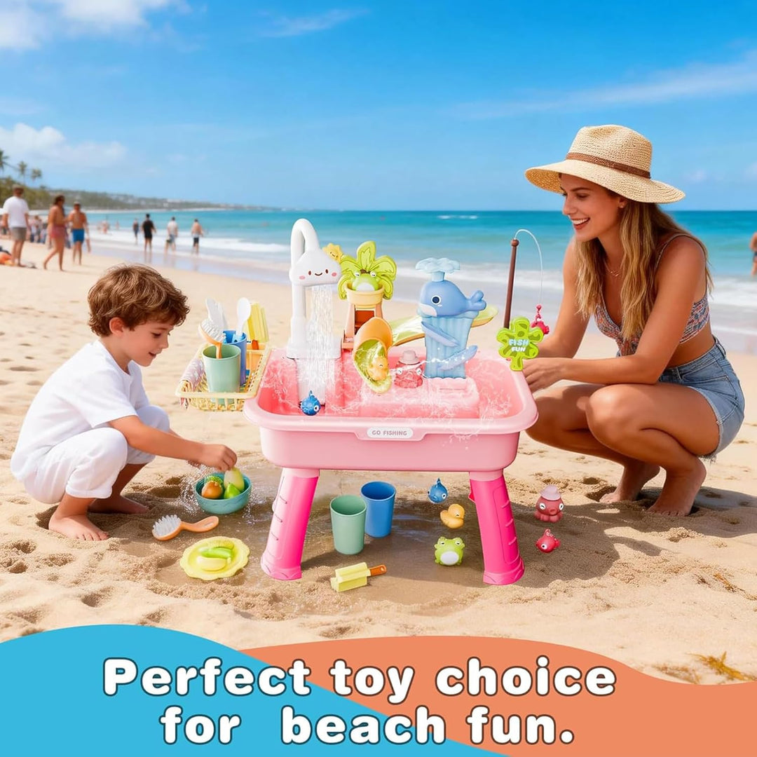 Sand Wassertisch Für Kleinkinder - 54x29x53 cm Grosser Wasserspieltisch Mit Zubehörset, Sommer-Wasse