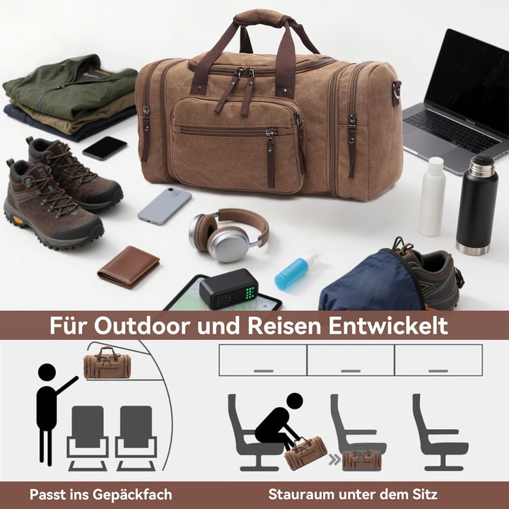 DORRISO Mode Herren Reisetasche Grosse Kapazität Erweiterbar Sporttasche 40L Elegant Handgepäck Tasc