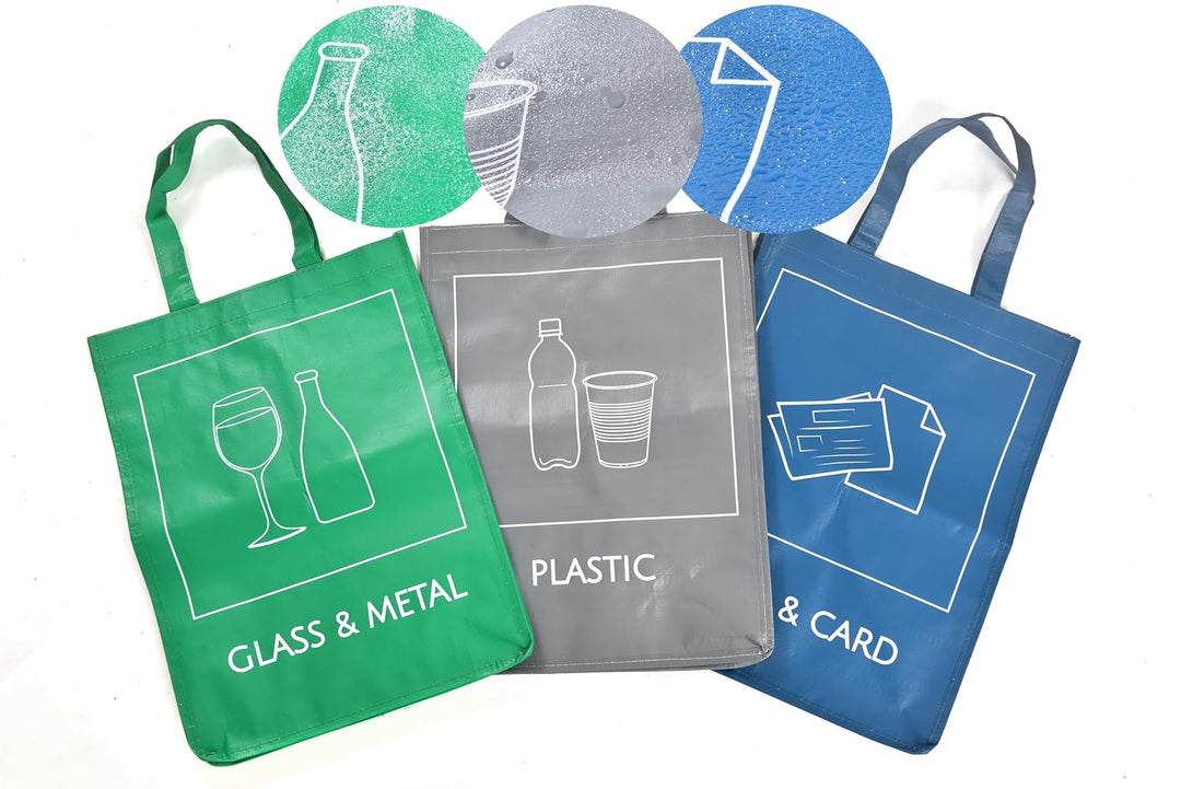 Wiederverwendbare Recycling-Taschen, 3er-Pack Innen- und Aussenbereich Mülltrennung, Wasserdichte Ab