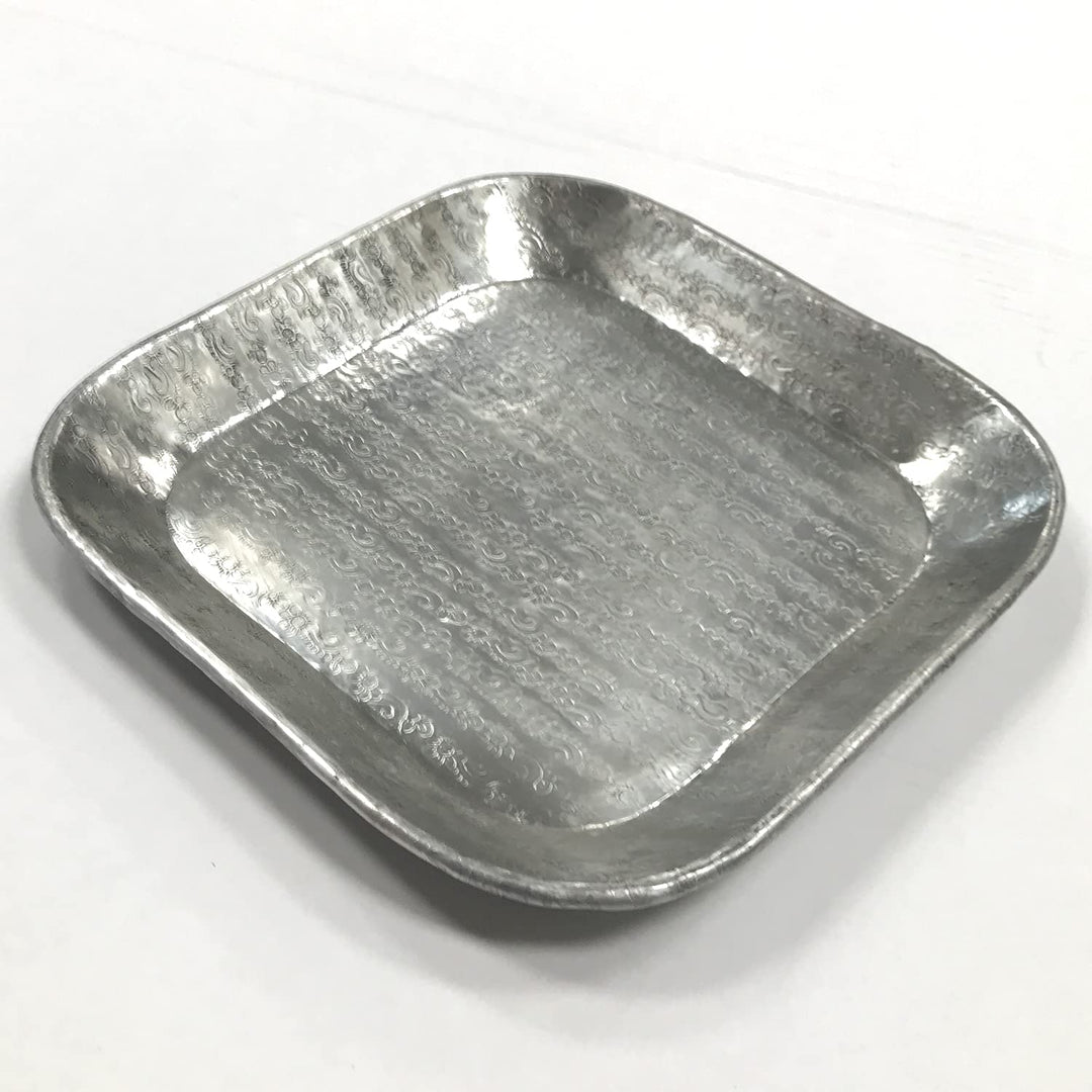 Casa Moro Orientalisches Tablett Prisma Silber 30x30 cm aus Aluminium mit Ornamenten verziert quadra