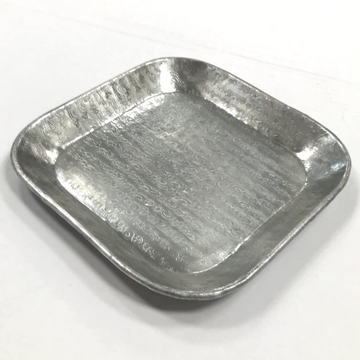 Casa Moro Orientalisches Tablett Prisma Silber 30x30 cm aus Aluminium mit Ornamenten verziert quadra