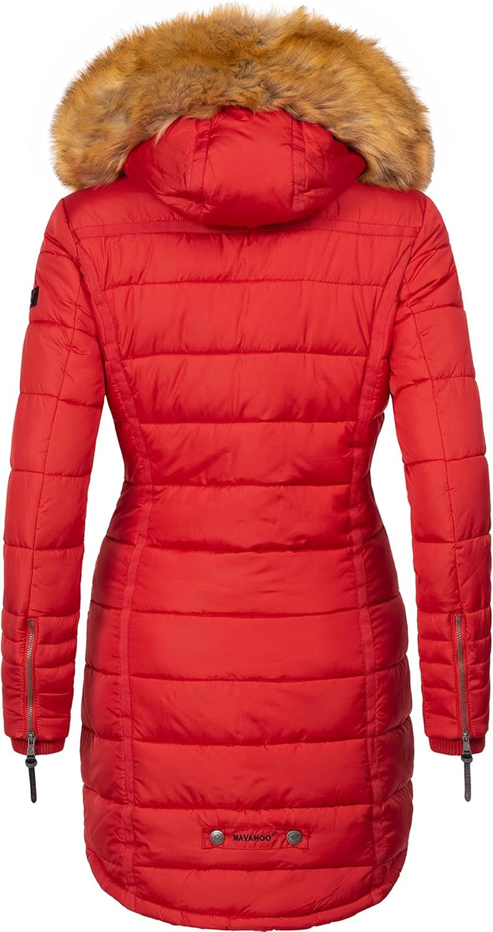 Navahoo Damen Warmer Winter Steppmantel Papaya XS-XXL S Rot, S Rot