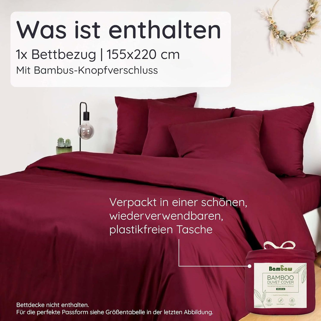 Bambaw Bambus Bettwäsche 155x220 cm, kühlender Bettbezug Sommer, Allergiker Deckenbezug, nachhaltige