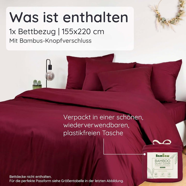 Bambaw Bambus Bettwäsche 155x220 cm, kühlender Bettbezug Sommer, Allergiker Deckenbezug, nachhaltige