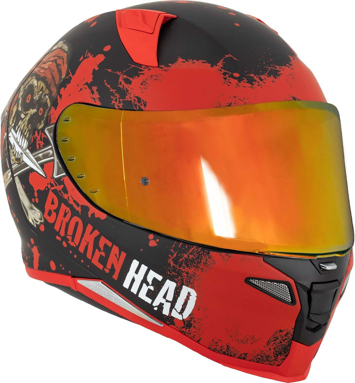 Broken Head Sportlicher Integralhelm Mit 2 Visieren (Klar + Verspiegelt) - Motorradhelm - Fullface J