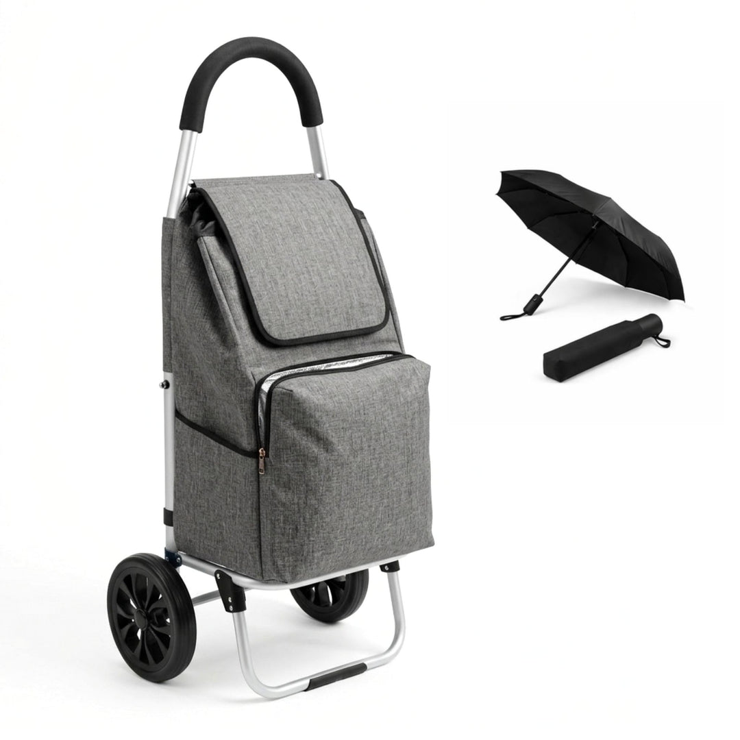 Einkaufstrolley klappbar mit Kühlfach, Einkaufshilfe Aluminium leicht, Einkaufswagen Shopper Trolley