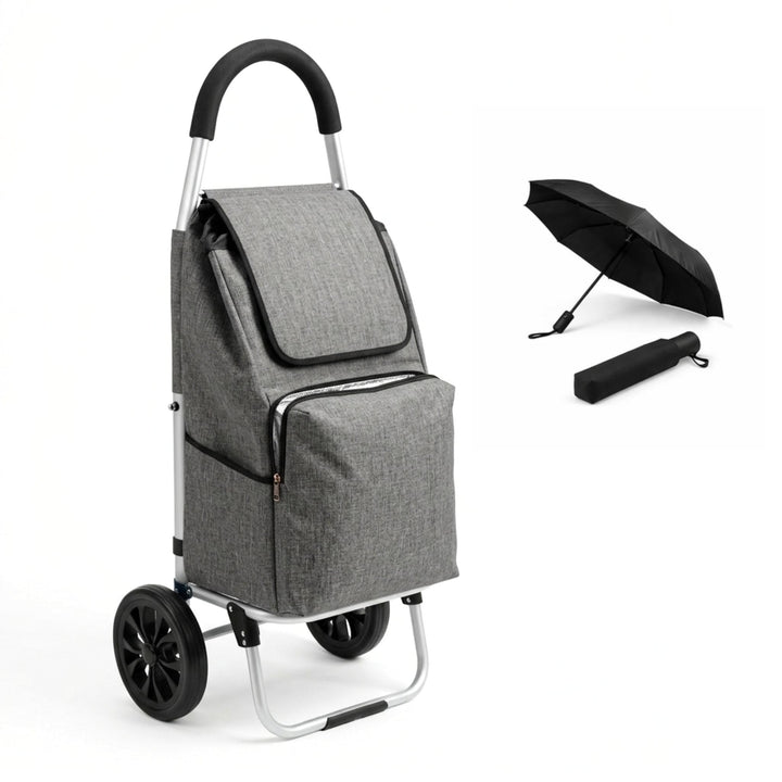Einkaufstrolley klappbar mit Kühlfach, Einkaufshilfe Aluminium leicht, Einkaufswagen Shopper Trolley