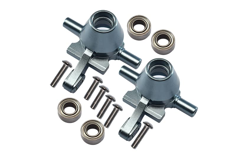 GPM for Tamiya TT-02 Tuning Teile Aluminium Front Knuckle Arm with Bearing - 1Pr Set Gray Silver