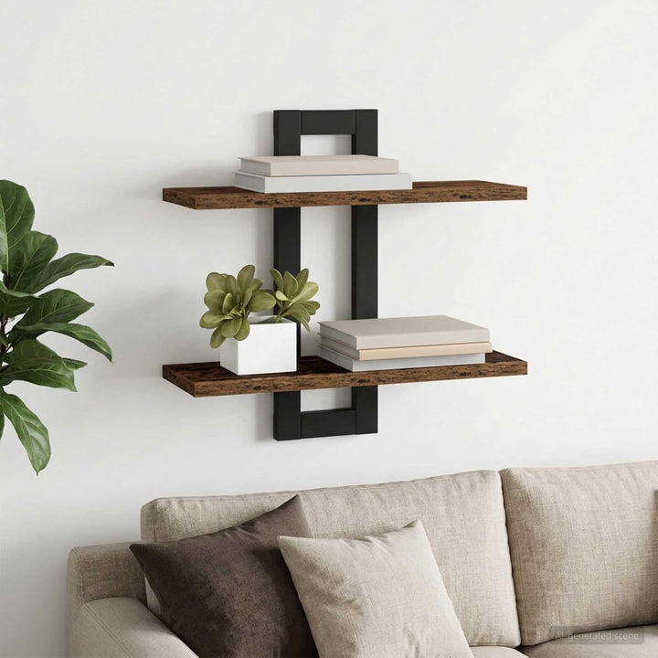 vidaXL Schweberegale Altholz 40 x 15 x 40 cm Holzwerkstoff, Wohnzimmer, Moderne Schwimmregale für pr