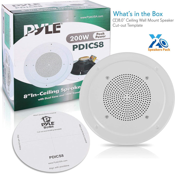 Pyle Home pdics8-Full Range Einbau-Lautsprecher zur Montage an System mit Transformer – Schwarz