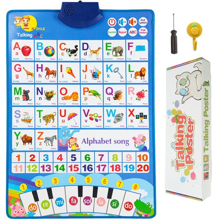 Bildungsspielzeug Spanisch Englisch Wanddiagramm Klavier Musik Plakat Zahlen 1-20 Kinder Montessori