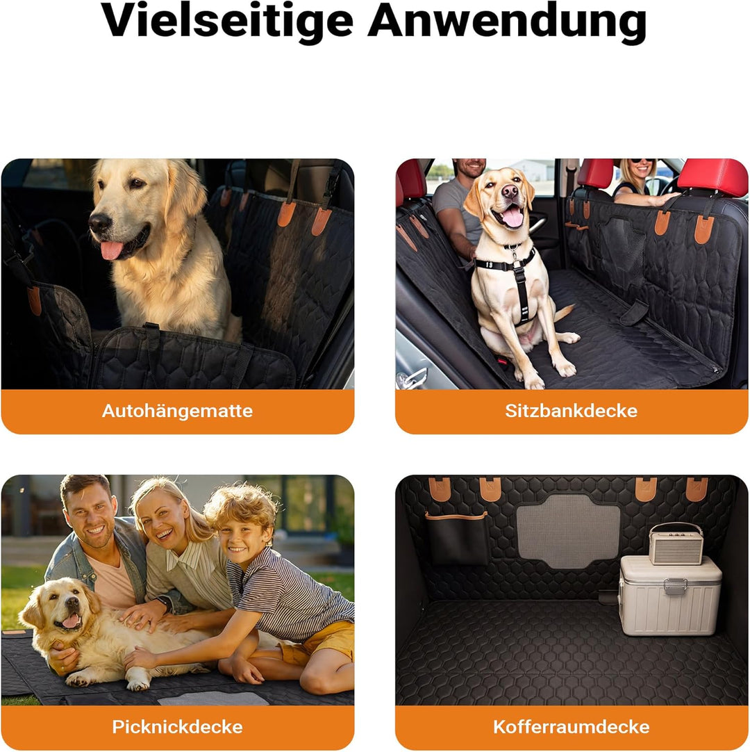 Fudajo Decke für Rücksitz für Hunde 137x147cm, Teilbarer Rückbankschoner mit Sichtfenster für Autofa