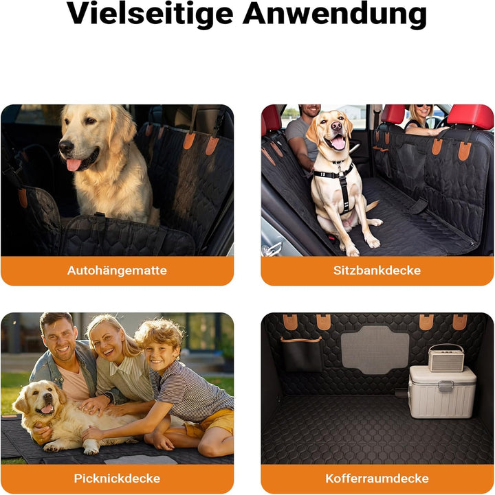 Fudajo Decke für Rücksitz für Hunde 137x147cm, Teilbarer Rückbankschoner mit Sichtfenster für Autofa