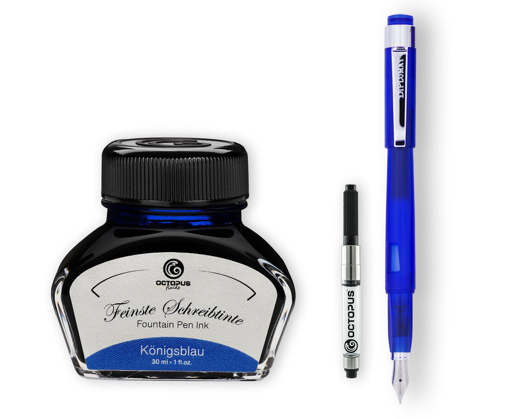 Diplomat Magnum Durchsichtig Blau Füllhalter-Set, Füllhalter im Set mit Schreibtinte und Konverter,