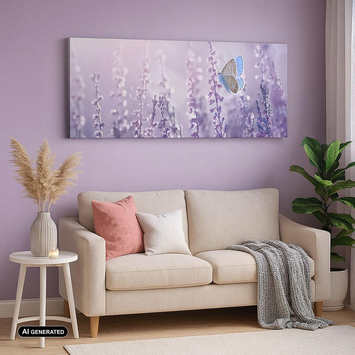 Panorama Bilder auf Leinwand 100x40cm Leinwandbild Schmetterling Wiese Blume Gross Wanddeko Bild Sch