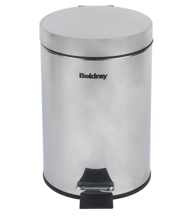 Beldray LA038098SS Badezimmer-Fusspedal-Mülleimer - Kleiner runder Edelstahl-Hygienemülleimer für Sc