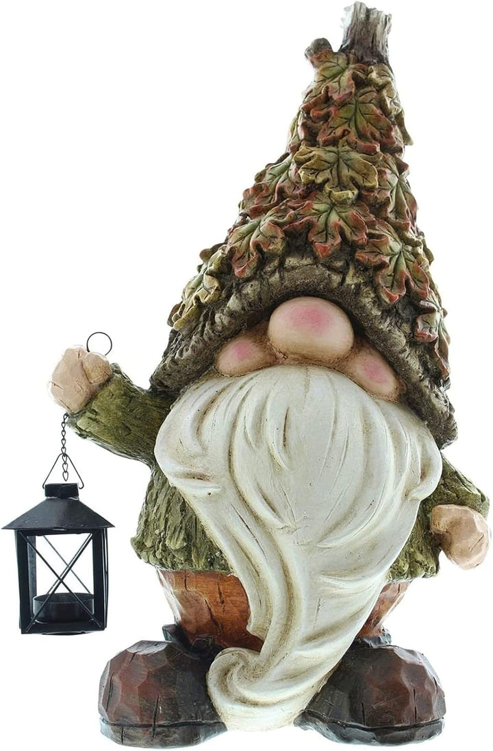 Dekoleidenschaft Herbstwichtel 51 cm hoch, mit Laterne für 1 Teelicht, Dekofigur für Draussen, Wicht