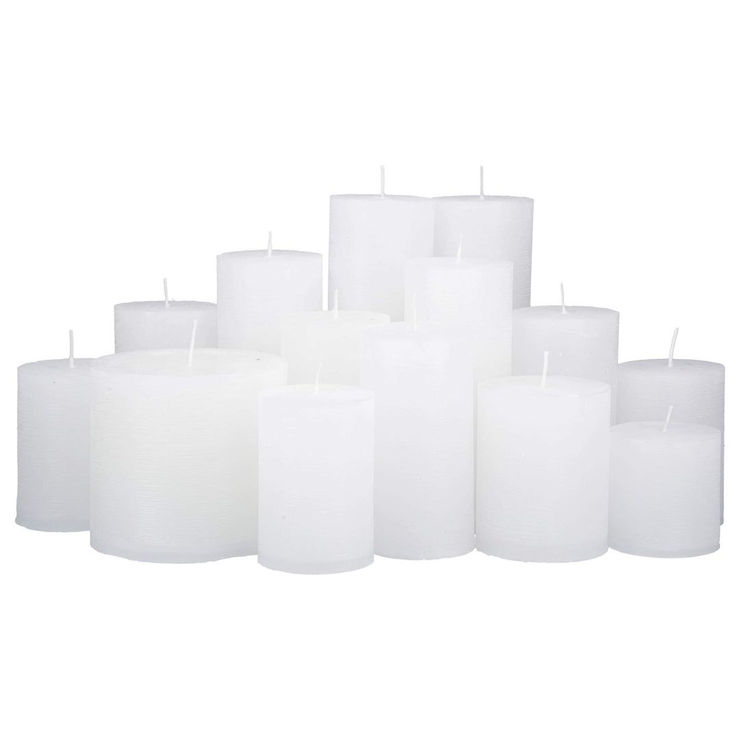 Premium Kerzenset 4,5 kg durchgefärbte Stumpenkerzen von Kerzenwelt 1. Wahl ohne Duft (weiss)