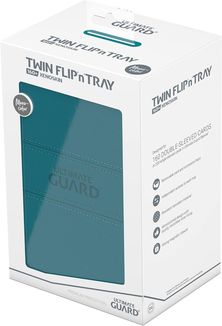 Ultimate Guard UGD011239 Twin Flip`n`Tray 160+ XenoSkin Monocolor Petrolblau Kartenbox, Petrolblau