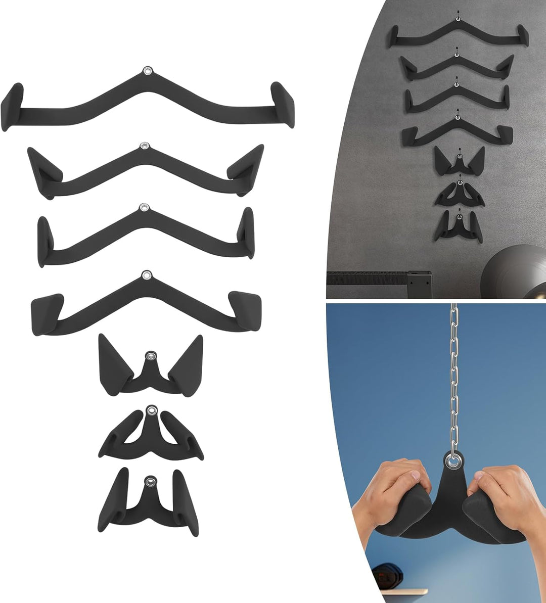 7 stück Pull Down Bar, V-bar Pulley Cable Machine Attachments Ergonomischer Griff Für Bizeps Trizeps